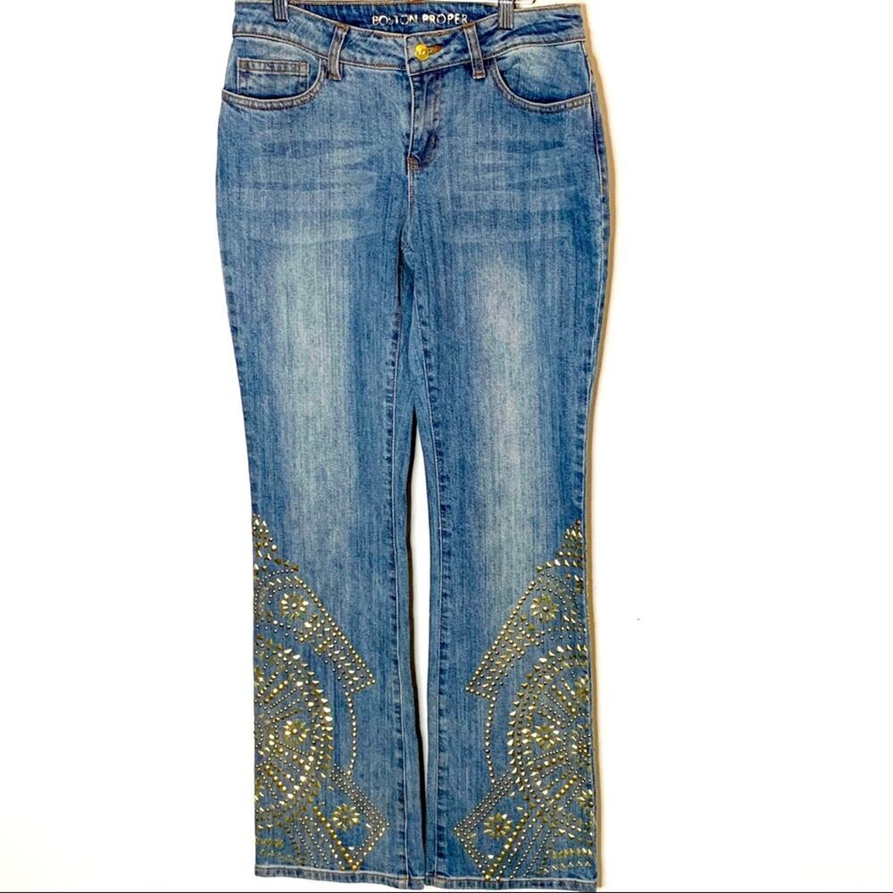 Boston Proper Gold Studded Jeans SZ 4
